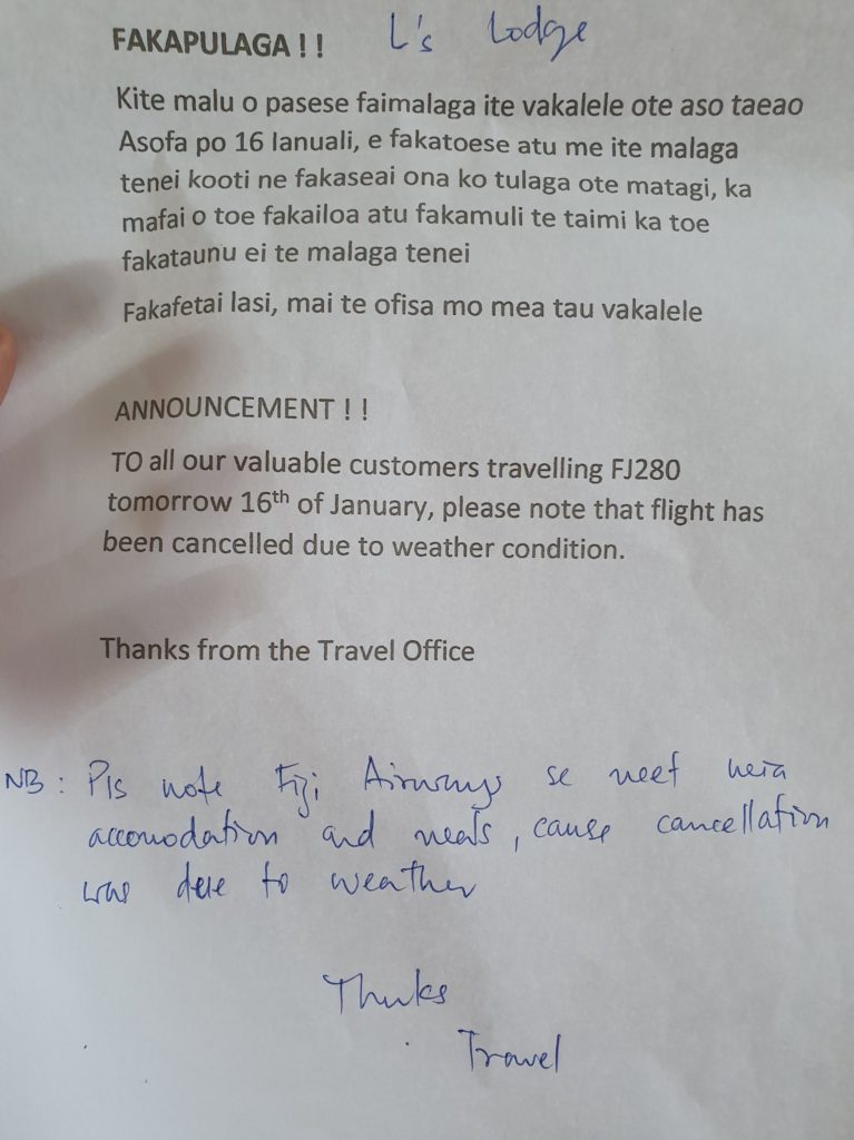 tuvalu fiji airways flight cancellation