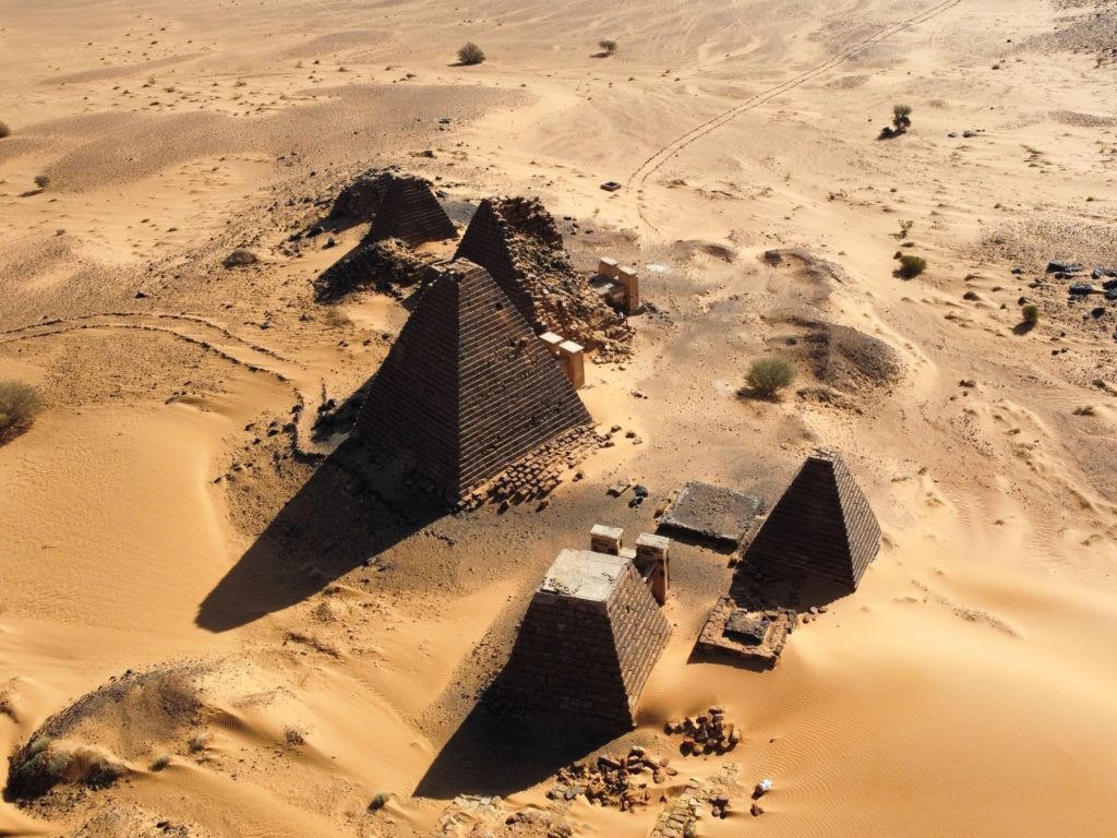 pyramids of meroe drone shot 