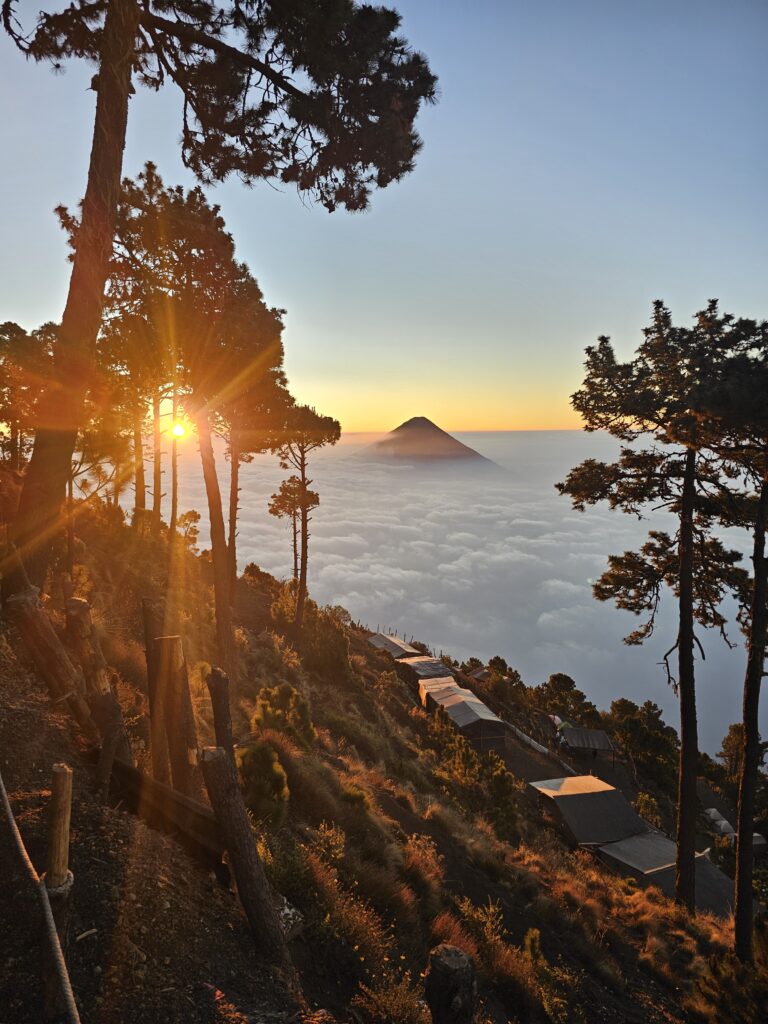 sunrise at acatenango base camp